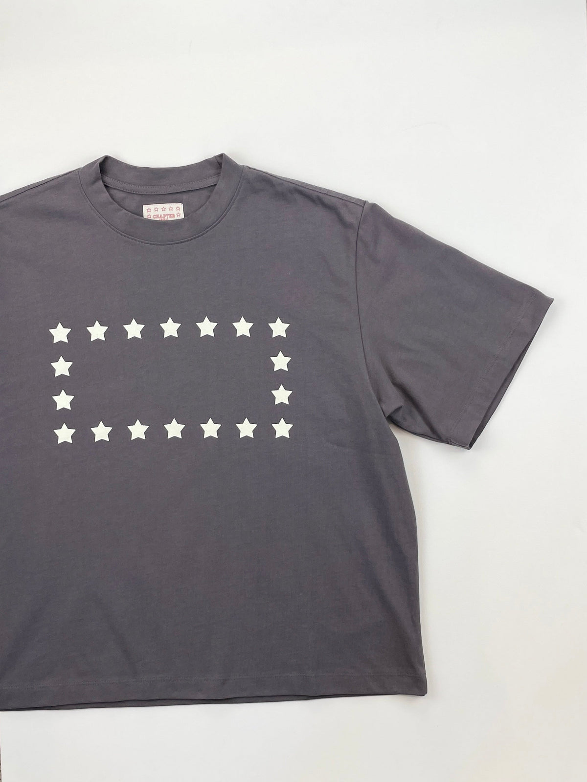 Heavy Cotton Gray White Stars Basic T-Shirt